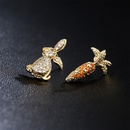 sweet cute rabbit carrot shape copper plated 18K gold zircon earrings studpicture8