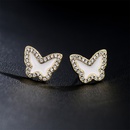pink white blue threecolor oil drop copper plated 18K gold cute butterfly stud earringspicture8