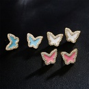 pink white blue threecolor oil drop copper plated 18K gold cute butterfly stud earringspicture9