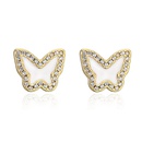 pink white blue threecolor oil drop copper plated 18K gold cute butterfly stud earringspicture10