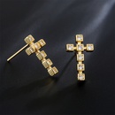 Fashion copper 18K gold threedimensional cross zircon earrings female new studpicture7