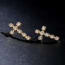 Fashion copper 18K gold threedimensional cross zircon earrings female new studpicture9