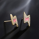 Fashion oil drop copper plated 18K gold microset zircon lightning stud earrings female newpicture6