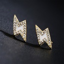 Fashion oil drop copper plated 18K gold microset zircon lightning stud earrings female newpicture9