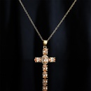 simple inlaid color zirconium cross pendant copper 18K necklace wholesalepicture7