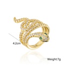 fashion AAA zircon snakeshaped open ring copperplated real gold jewelrypicture8