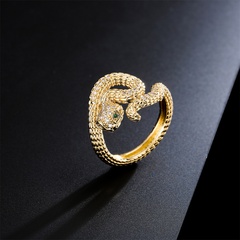 Anillo bohemio retro en forma de serpiente con baño de oro de 18 kilates