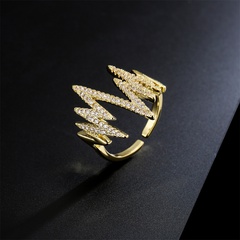 fashion copper micro-encrusted zircon jewelry electrocardiogram open ring