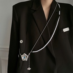 fashion rhinestone-studded flower pearl long necklace wholesale