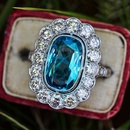 fashion copper inlaid with sea blue zircon womens oval large ringpicture4