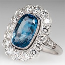 fashion copper inlaid with sea blue zircon womens oval large ringpicture6