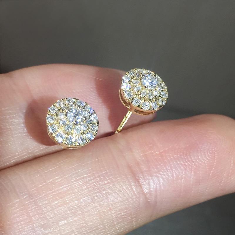 Fashion round diamonds full inlaid zircon copper earrings classic jewelry wholesale