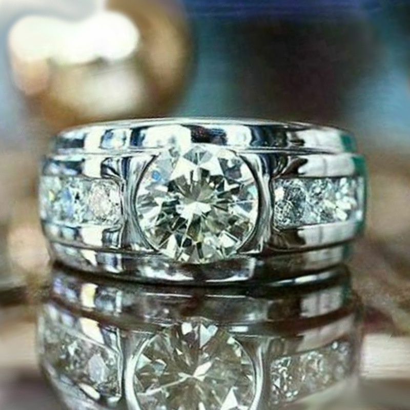 fashion engagement ladies full diamond inlaid zircon platinum plated copper ring