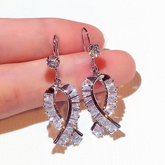 new flash inlaid zircon bow copper earrings female wholesale