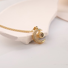 fashion Moon shaped Heart Sutra pendant copper collarbone chain wholesale