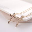 fashion jewelry microinlaid zircon cross shaped pendant necklace wholesalepicture9
