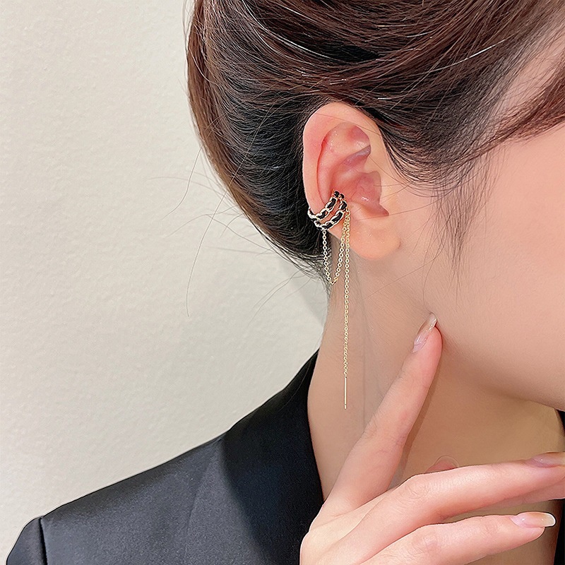 fashion leather Cshaped doublelayer alloy ear clip