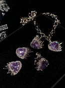 fashion creative purple gem heartshaped alloy earrings necklacepicture8