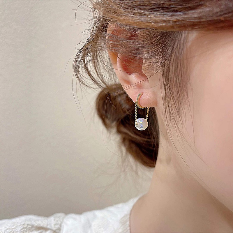 fashion pearl zircon chain earrings simple alloy earrings