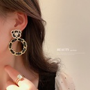 Fashion Black Flower Earrings Leather Wrapped Alloy Drop Earringspicture7