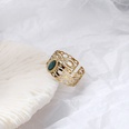 fashion stainless steel 14K gold plated hollow turquoise inlaid ringpicture12