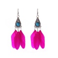 Fashion simple turquoise feather female retro ethnic long alloy earringspicture12