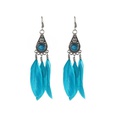 Fashion simple turquoise feather female retro ethnic long alloy earringspicture14