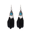 Fashion simple turquoise feather female retro ethnic long alloy earringspicture17