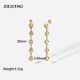 Vintage 14K Gold Plated Stainless Steel Set Five Round Zircon Tassel Earringspicture11