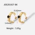 vintage14K gold stainless steel flat fishbone Cshaped zircon stud earringspicture12
