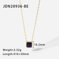 simple stainless steel opal square pendant gold necklace wholesalepicture11