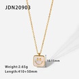 18K goldplated stainless steel square smiley face pendant natural white shell necklacepicture12