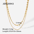 simple 18K goldplated pig nose chain doublelayer stainless steel necklacepicture11