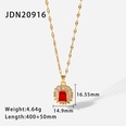 fashion doublelayer white inlaid red zircon 18K goldplated stainless steel necklacepicture12