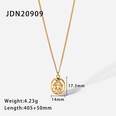 fashion oval hollow Gemini inlaid zirconium 18K gold stainless steel necklacepicture12