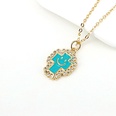 simple goldplated microinlaid zircon cross smiley face expression drip oil necklacepicture13