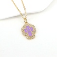 simple goldplated microinlaid zircon cross smiley face expression drip oil necklacepicture15