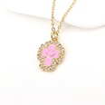 simple goldplated microinlaid zircon cross smiley face expression drip oil necklacepicture16