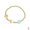 Natural semiprecious stone fourleaf clover bracelet simple copper goldplated beadspicture14