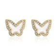 pink white blue threecolor oil drop copper plated 18K gold cute butterfly stud earringspicture11