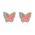 pink white blue threecolor oil drop copper plated 18K gold cute butterfly stud earringspicture12
