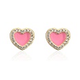 candy color oil drop copper plated 18K gold heart shaped zircon earrings femalepicture12