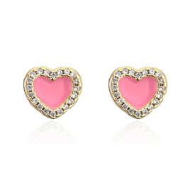 candy color oil drop copper plated 18K gold heart shaped zircon earrings femalepicture12