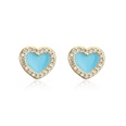 candy color oil drop copper plated 18K gold heart shaped zircon earrings femalepicture13