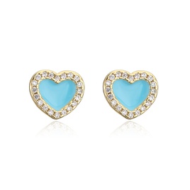 candy color oil drop copper plated 18K gold heart shaped zircon earrings femalepicture13