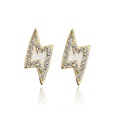 Fashion oil drop copper plated 18K gold microset zircon lightning stud earrings female newpicture11