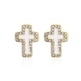 Fashion oil drop copper plated 18K gold microset zircon cross earrings femalepicture11