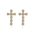 Fashion copper 18K gold threedimensional cross zircon earrings female new studpicture11