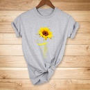 Fashion Letters sunflower print casual shortsleeved Tshirt womenpicture2
