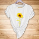 Fashion Letters sunflower print casual shortsleeved Tshirt womenpicture3